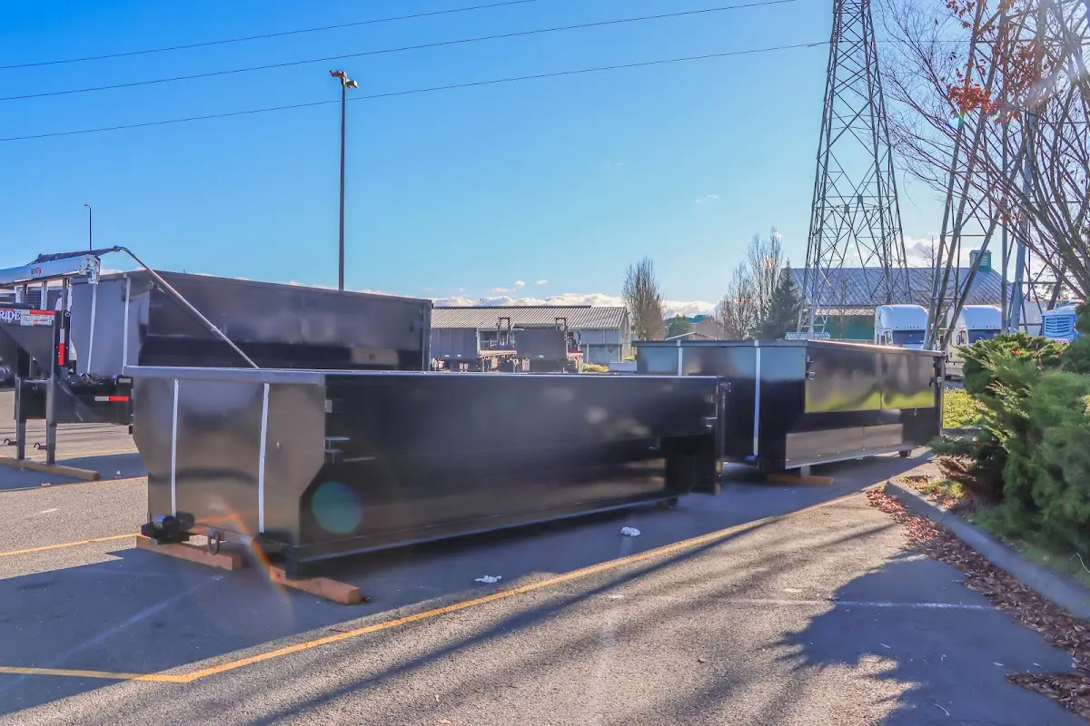Roll-off dumpster ready for waste disposal at job site for Construction Dumpster Rental in Willard